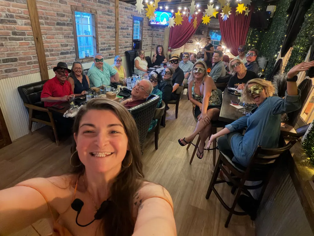 A full house enjoying a Murder Mystery Dinner